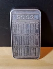 2002 Italinan Calendar 1 oz Troy .999 Silver Bar  Rare Bertoni Milano Italy