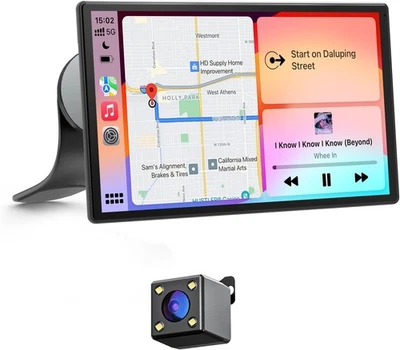 AVYLET 9 Zoll Drahtloses Tragbares Car Play Display für Apple CarPlay & Android Auto