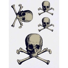 4 x 'Skull  Crossbones' Temporary Tattoos / Transfers TO00057176 