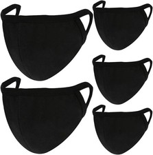Comfso 5-Pack Black Cloth Face Masks   Reusab...