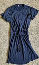 Paige Womens Blue Short Sleeve Crew Neck Pullover Mini Dress Small Tie Waist