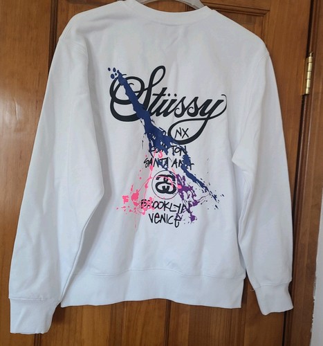 Felpa Stussy World Tour Crew Vernice Splash Taglia S Bianca Nuova con etichette - Foto 2 di 9