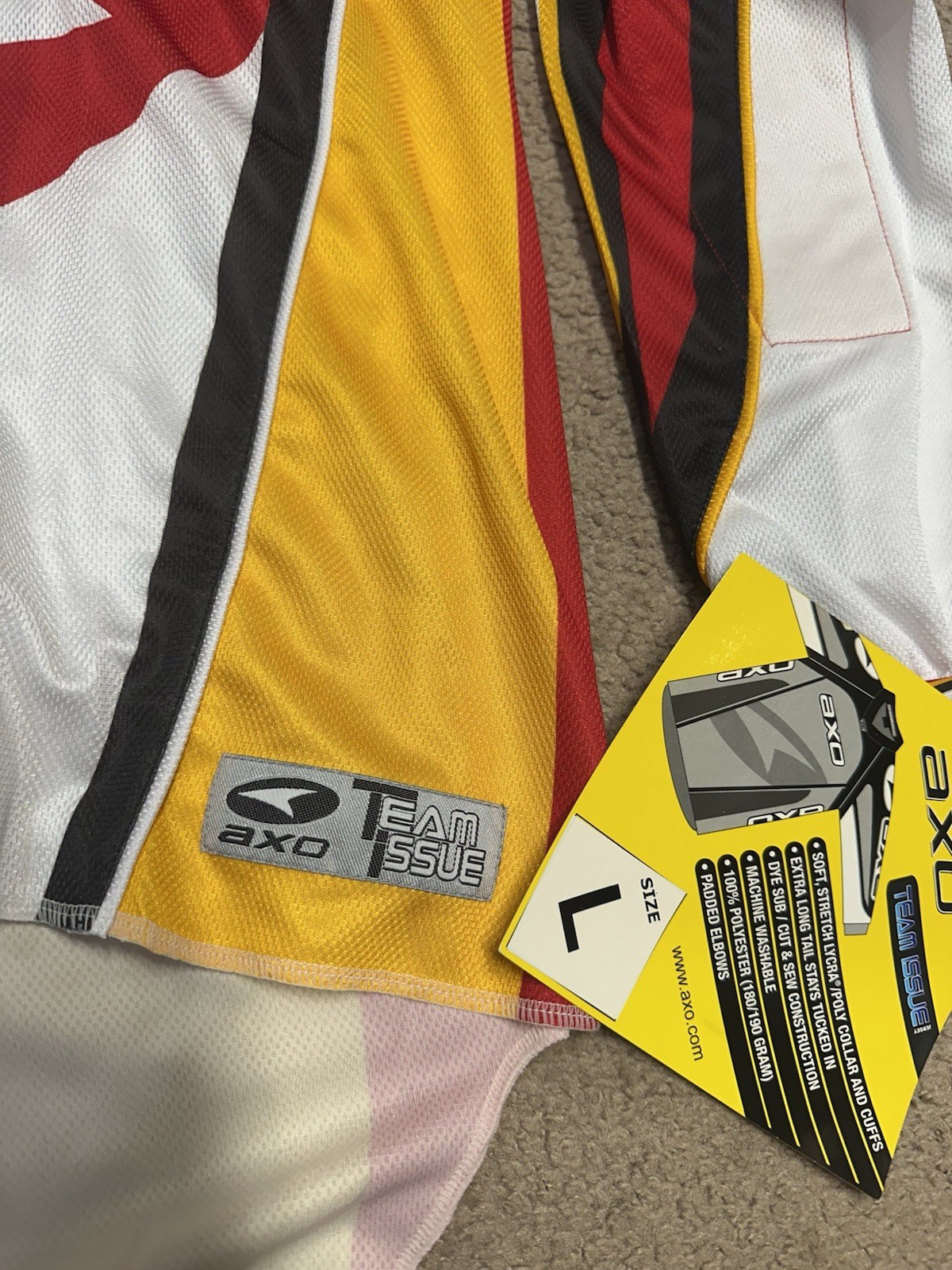 Vintage 90's AXO Sport Jersey Team Issue Jersey Motocross Red Yellow Large
