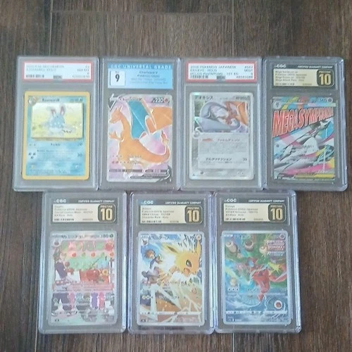 Pokemon TCG 7 Card Graded Lot Japanese Holo Charizard V Deoxys Azumarill