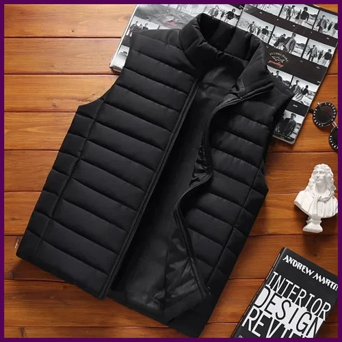 Chaleco sin mangas Aiwetin para hombre, chaqueta de invierno de algodón acolchad - product listing photo