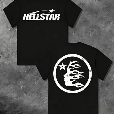 TLXT 100% Cotton Hell Star Pattern Double Sided Printed T-Shirt