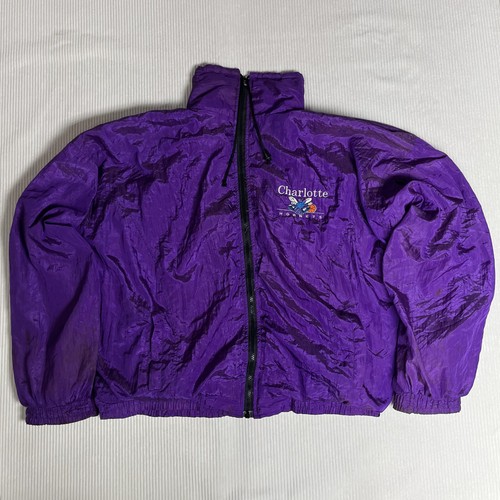 Vintage Charlotte Hornets Jacket Mens Large Purple NBA Basketball Full Zip 90s