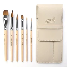 Sable Travel Watercolor Brushes, Fuumuui 6pcs Kolinsky Sable Watercolor Trave...