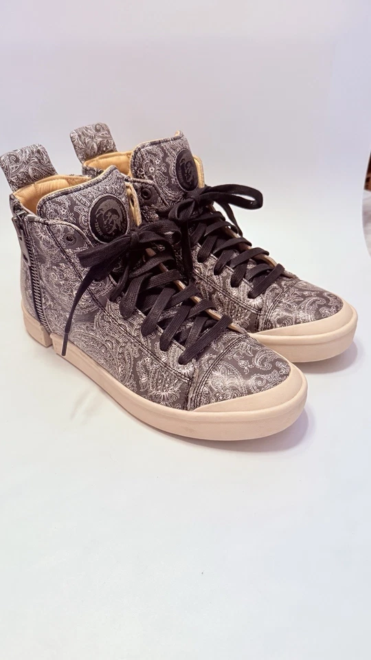 Zapatilla deportiva Diesel S-Nentish para hombre de caña alta negra/concha de arena cachemira EE. UU. 9 RARA Foto 4 de 4