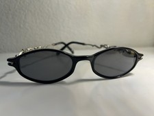 Brighton Enchanted April Black Oval Sunglasses Silver Flowers Vintage SG-703-145