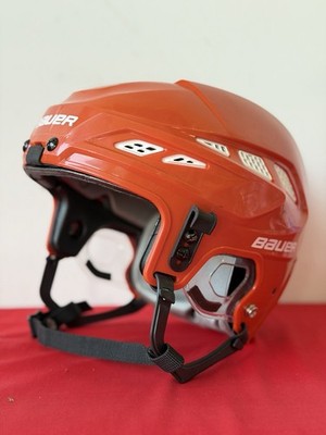 Bauer IMS 7.0 Adult Medium Ice Hockey Helmet ORANGE w White Inserts EUC 2012