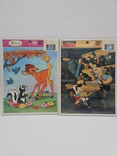 2 Vintage Disney Golden Frame Tray Puzzle Pinocchio Bambi New Sealed