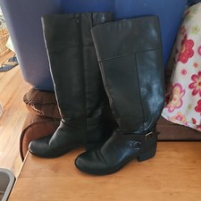 Style&co. Black Leather Knee High Riding Boot...