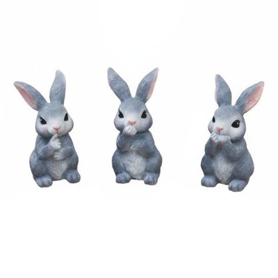 3 Pieces Easter Hare Decor Small Desktop Size Lagomorph Figurine Three-Piece