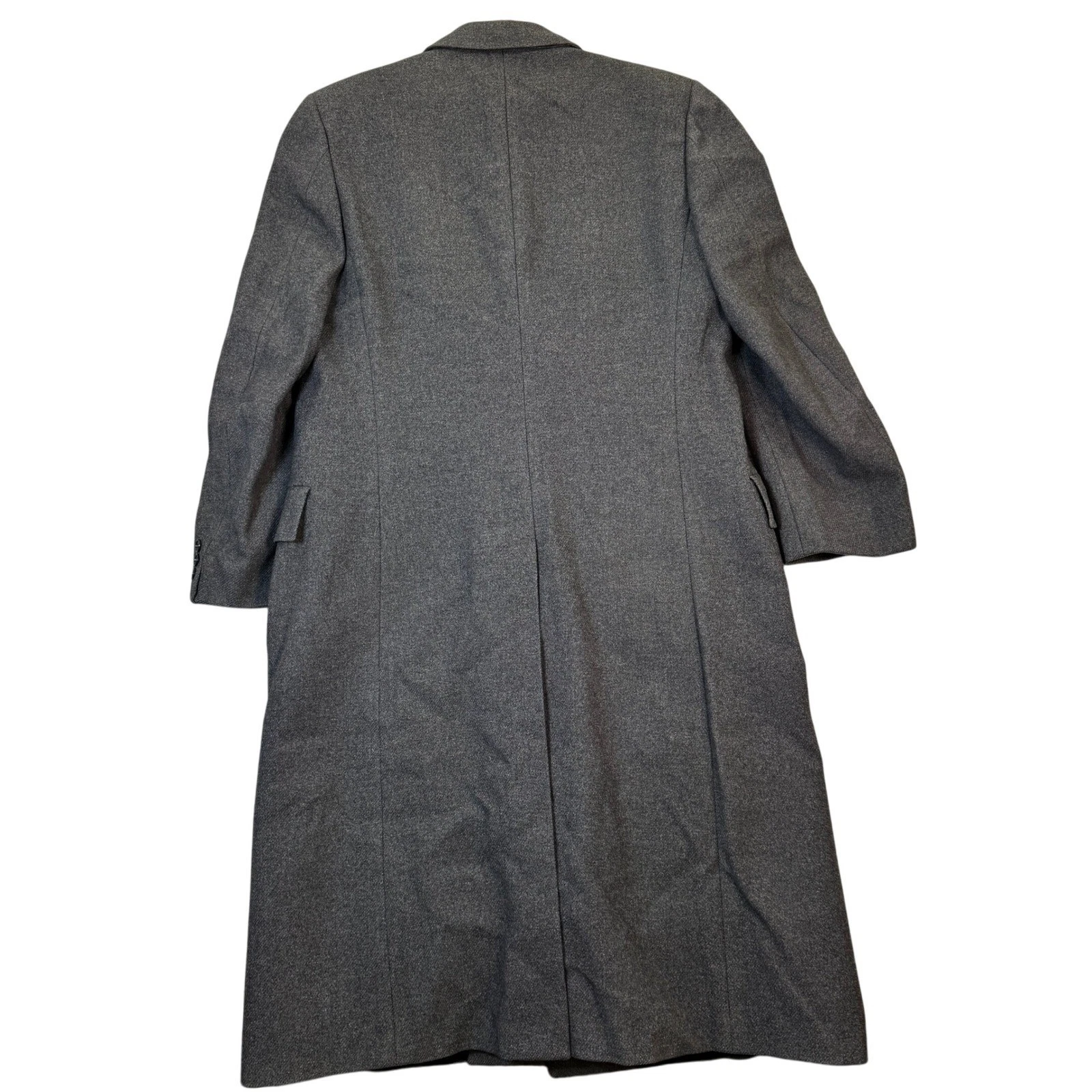 Vintage Bloomingdales E Thomas Mens 42L Charcoal Grey Wool Overcoat Heavy Casual - product detail image 2