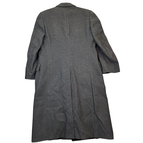 Vintage Bloomingdales E Thomas Mens 42L Charcoal Grey Wool Overcoat Heavy Casual image 2