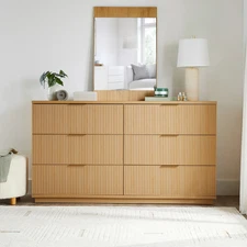 Better Homes & Gardens BHS436249972049 Lillian Fluted 6 Drawer Dresser, Natural