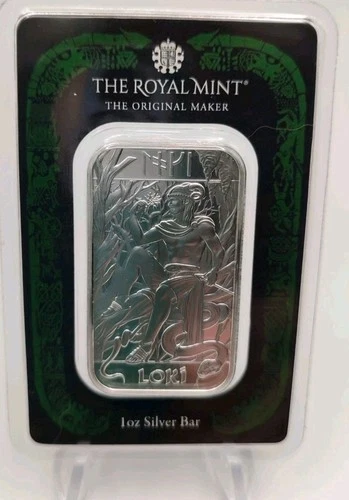 ROYAL MINT LOKI 1oz SILVER BAR MINTED BULLION BAR UK