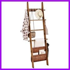 Blanket Ladder, 5-Tier Wooden Towel Rack, Farmhouse Blanket Rack Decorative...