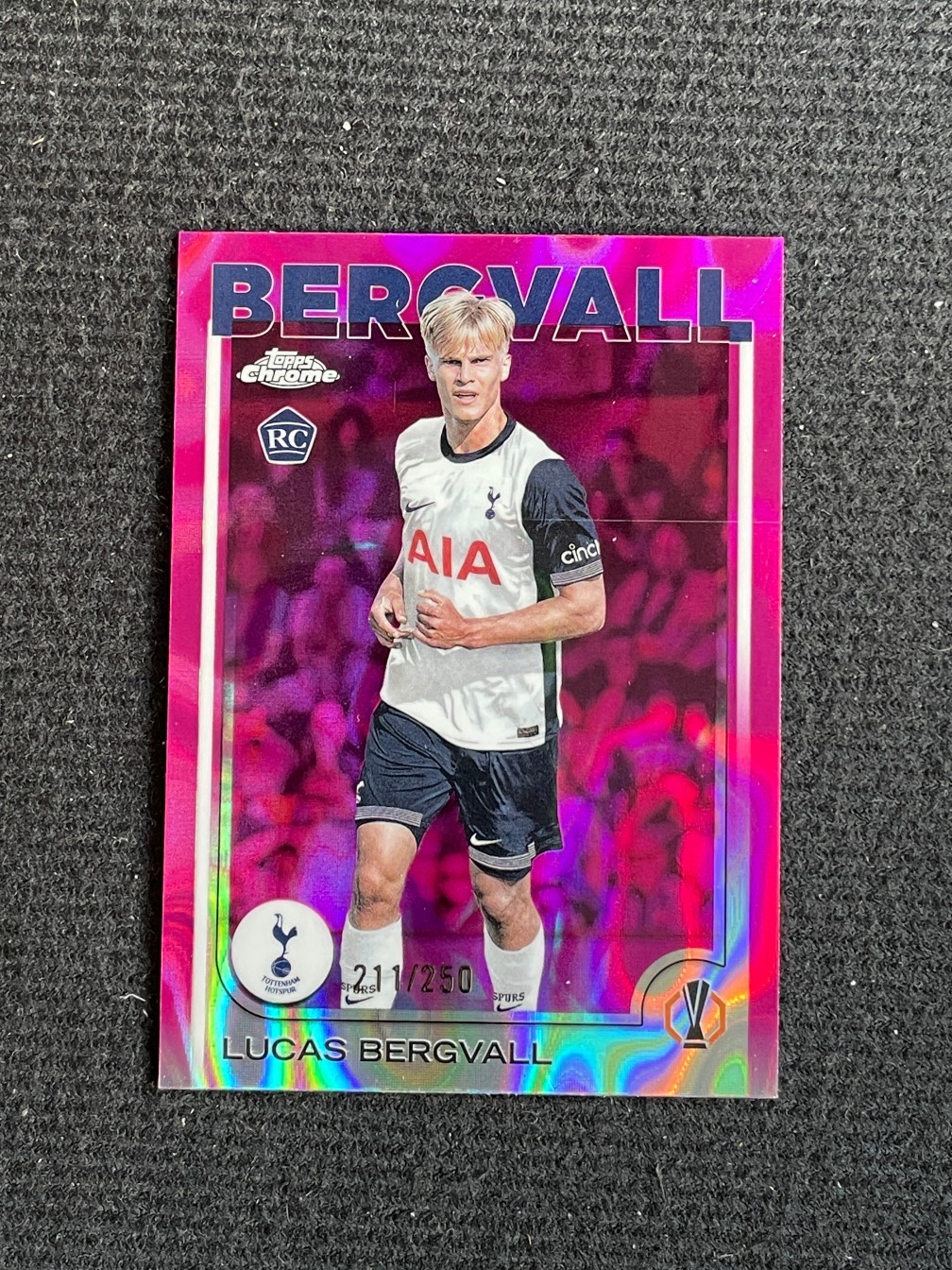Lucas Bergvall 2024-25 Topps Chrome UCC Pink Lava Refractor 210/250 RC #112