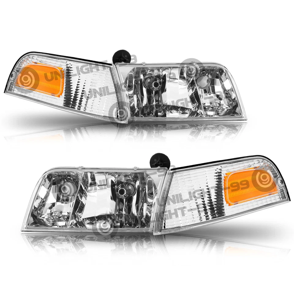 Faros cromados + par de luces de señal de esquina L+R para Ford Crown Victoria 1998-2011 Foto 2 de 4