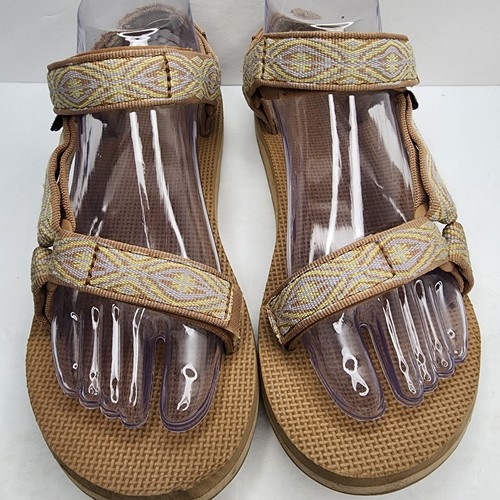 Teva Original Universal Sandal Women Size 7 Strappy Beige Geometric Adjust Strap - Picture 4 of 11