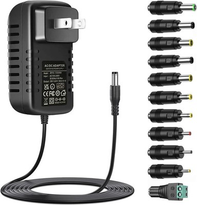 Universal DC15V 3A Power Supply with 11 DC Plug Tips AC120V to Dc15Volt 3000Ma 2