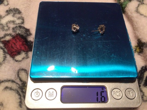 14k Mystic Topaz Stud Earrings White And Yellow Gold Diamond Accents - Picture 4 of 5