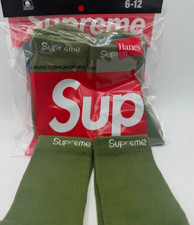 NWT Supreme Hanes Crew Socks Green 4 Pack Size 6-12 Streetwear