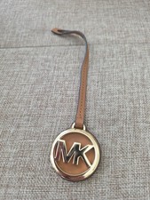6" MICHAEL KORS Gold  Luggage Leather Purse Logo MK Charm New