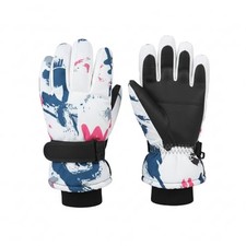 Kids-Waterproof-Ski-Snowboard-Gloves Abstract Print-Winter Warm Touchscreen