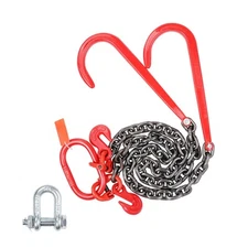 Uimoso 3/8" x 3' G80 Tow Chain J Hook V-Chain Bridle Grab Hook Wrecker 15600 lbs