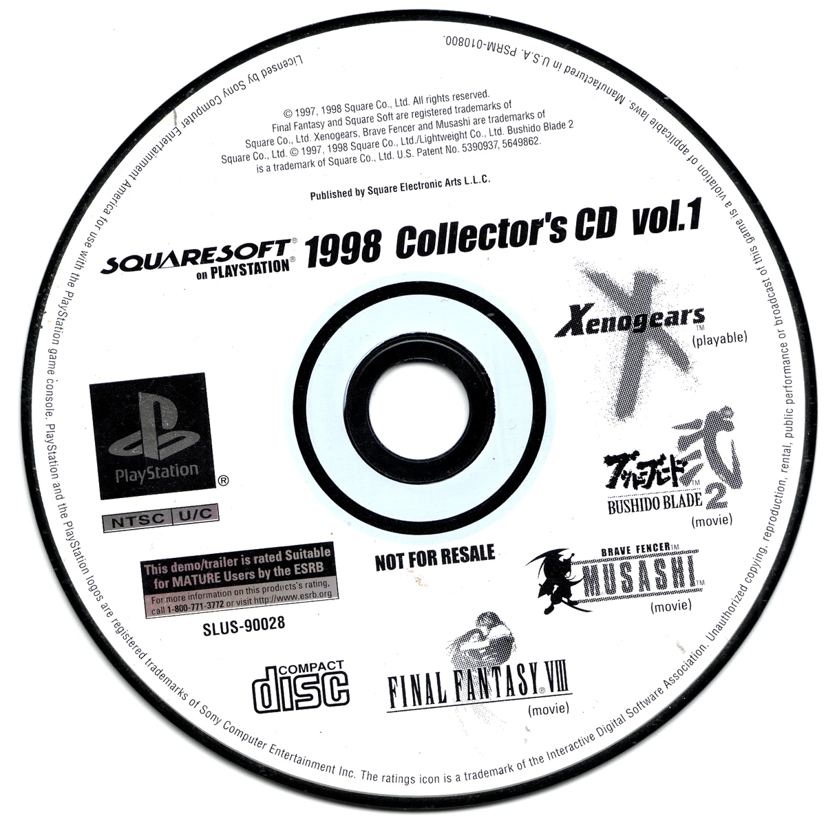 PS1 - Squaresoft 1998 Collector's CD Vol 1 Demo Sony PlayStation