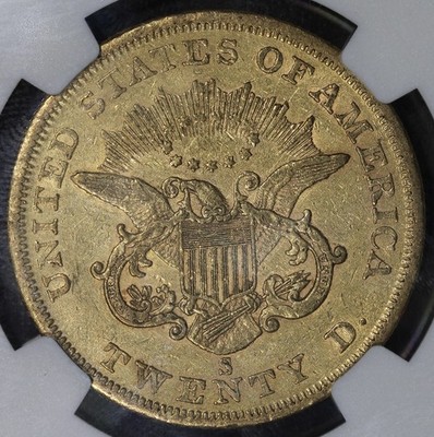 1855-S (AU50 CAC) Liberty Head Gold Double Eagle $20 NGC - Granite