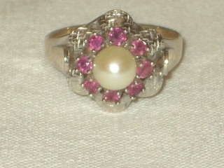 Anello anello da dito oro 585 gioielli gioielli veri perla rubino????