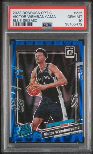 2023-24 Donruss Optic #225 Victor Wembanyama Rookie Blue Seismic /249 PSA 10