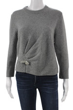 Erdem Womens Virgin Wool Gray Crew Neck Pullover Long Sleeve Size L