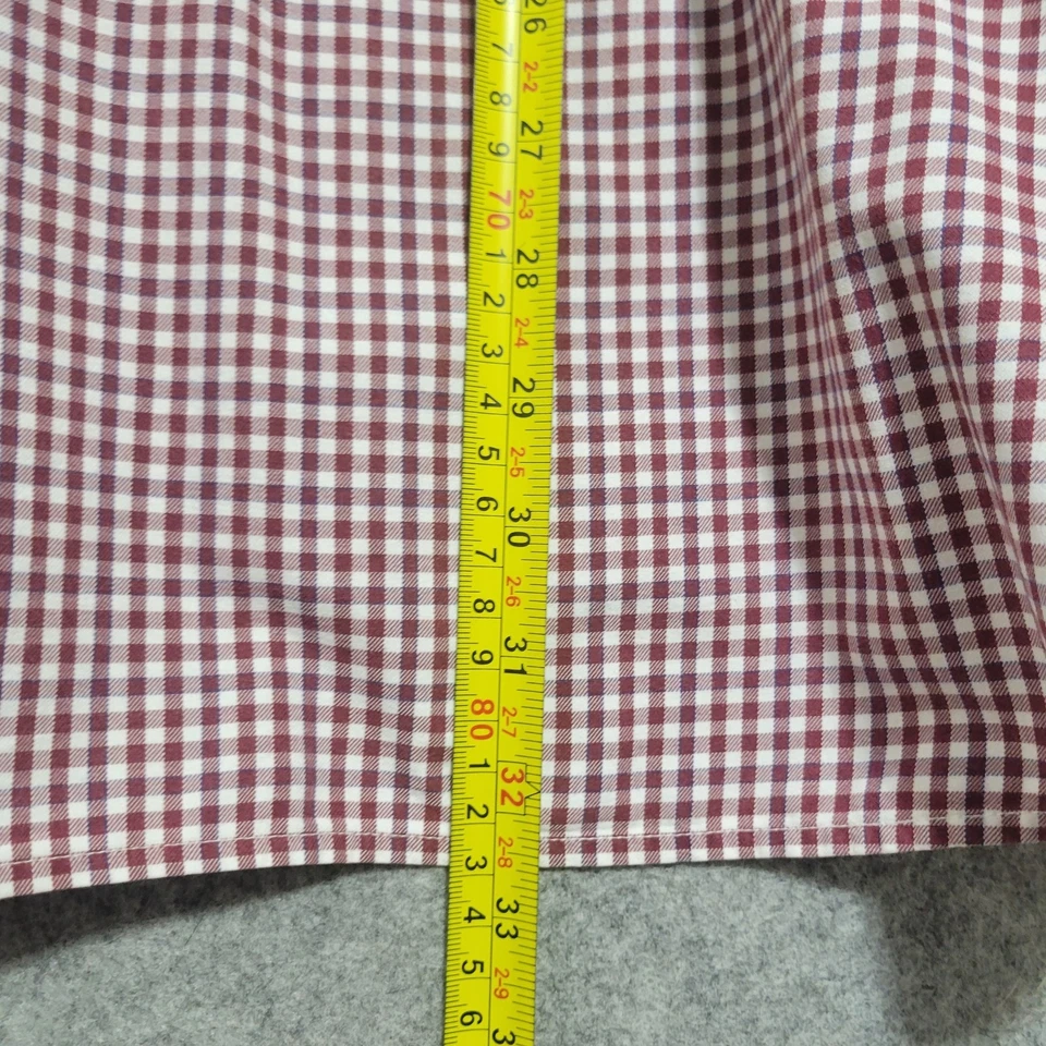 Camisa Johnston Murphy Para Hombres 2XL Roja Cuadros Guinga Puño Abatible Ajuste A Medida Trabajo Foto 4 de 4