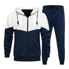Men's Activewear Full Zip Warm Tracksuit Sports Set Casual Sweat Suit TZ95 Bl...