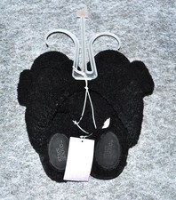 Stars Above Womens Crossband Fuzzy Faux Fur Slippers Black Sz Small 5/6 Soft NWT