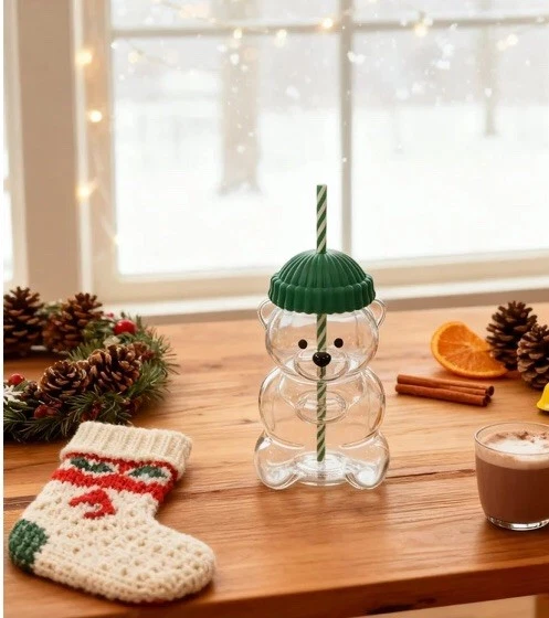 2025 Bearista BEAR Glass Jar Cold Cup Tumbler with Straw - NEW LIMITED EDITION - Image 2 of 4