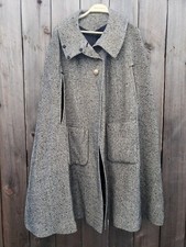 Vintage Cape Coat Poncho Union Made Womens L Tweed Woven Lined Cloak