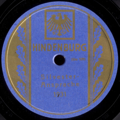 REICHSPRÄSIDENT HINDENBURG ANSPRACHE GERMAN RARE 78rpm EX SPEECH