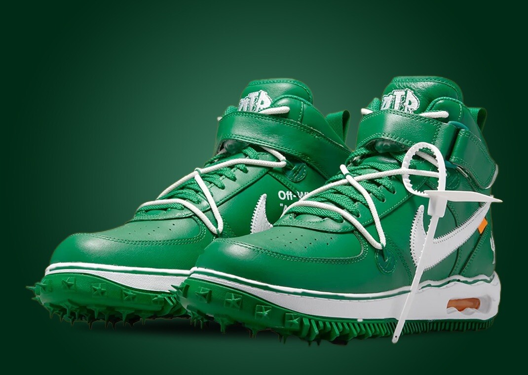 NIKE x OFF WHITE AIR FORCE 1 MID PINE GREEN (BRAND NEW , SIZE 8 UK