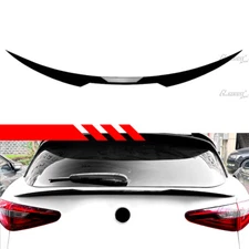 GLOSS BLACK FOR 2017-2024 ALFO ROMEO STELVIO V-STYLE REAR TRUNK MID SPOILER WING
