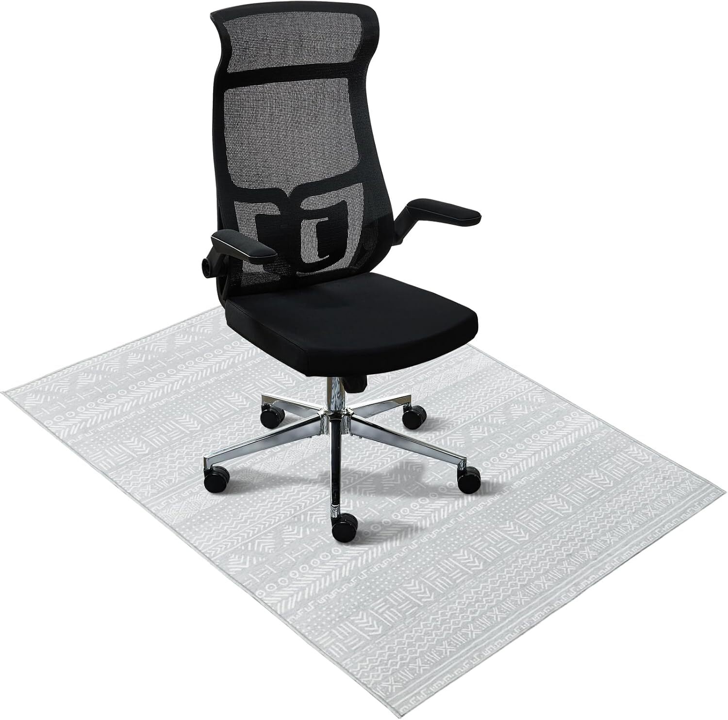 48x36 Anti-Slip Office Chair Mat with Geometric Design for Hard Floors-image