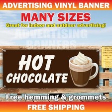HOT CHOCOLATE Advertising Banner Vinyl Mesh Sign coffee cappuccino cocoa tea bar