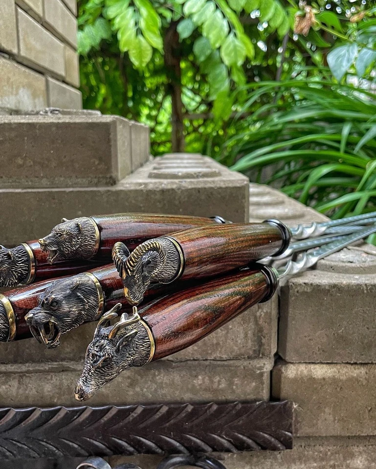 Premium skewers 6 pcs bronze animals head decoration grill barbecue BBQ - Image 4 of 4