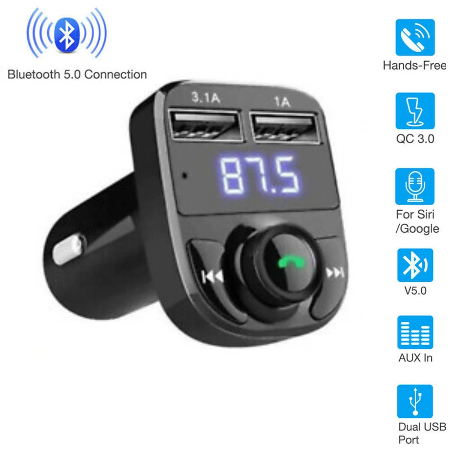Car Wireless Bluetooth FM Transmitter MP3 Player USB Car Charger Adapter UK - Image 2 of 4