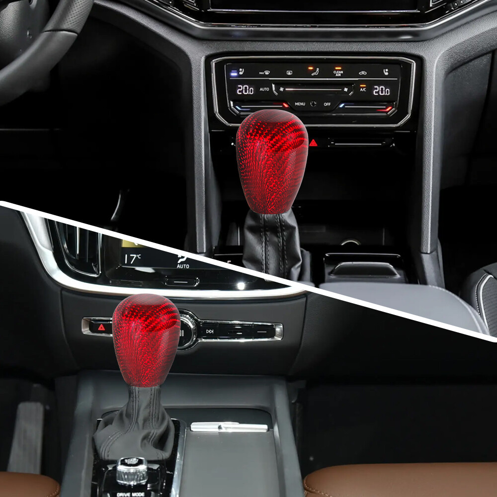 Universal Carbon Fiber Red Manual MT Car Gear Stick Shift Knob Lever Shifter